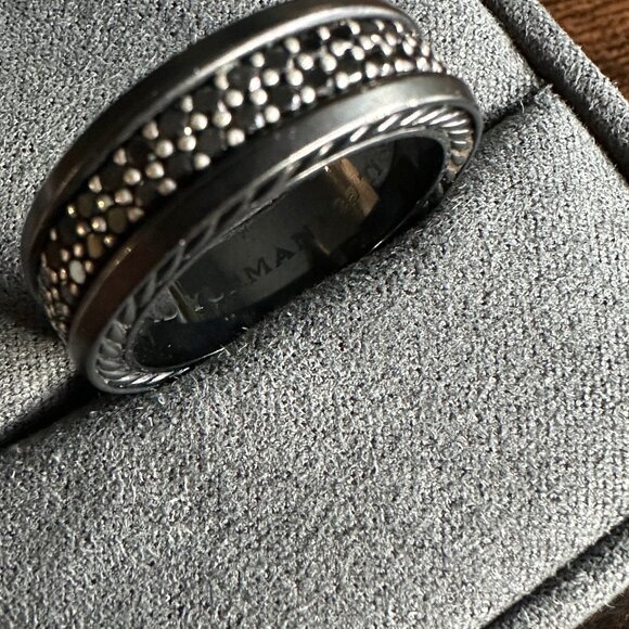 David Yurman Streamline Two Row Band Ring w/ Black Diamonds - Size 10 - Picture 12 of 16